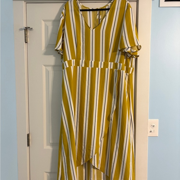 A Beautiful Soul Dresses & Skirts - Elegant Yellow and White Striped High Low Dress